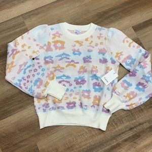NWT FATE white printed colorful sweater